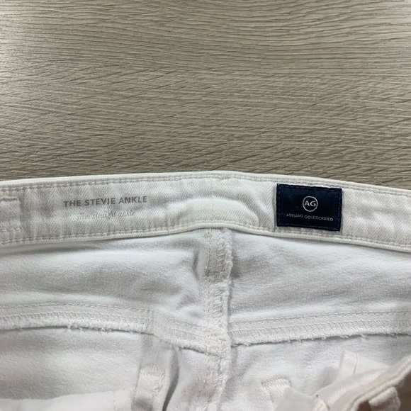 AG The Stevie Slim Straight Ankle Raw Hem White Jeans - Picture 7 of 13